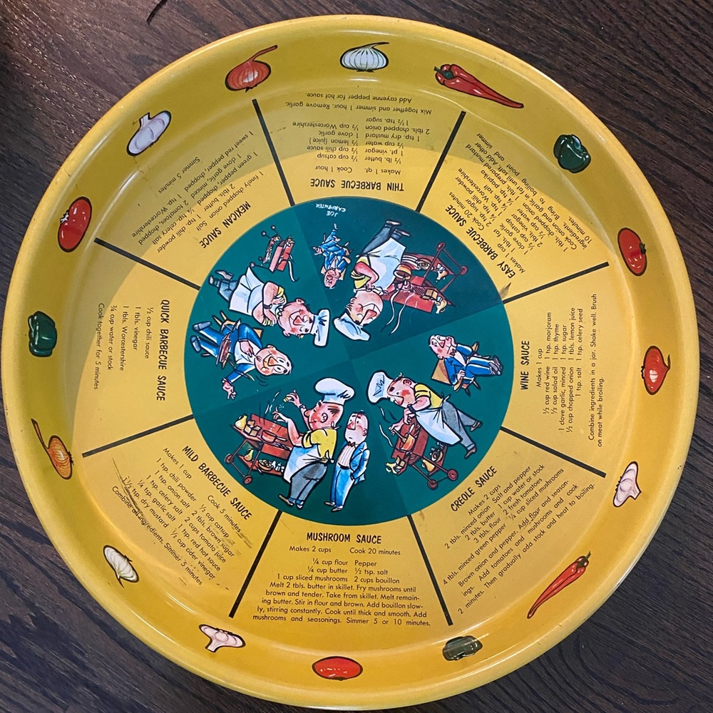 Vintage Metal Barware Tray Cartoon Recipes Kitsch Bar Tray Joe Carpenter